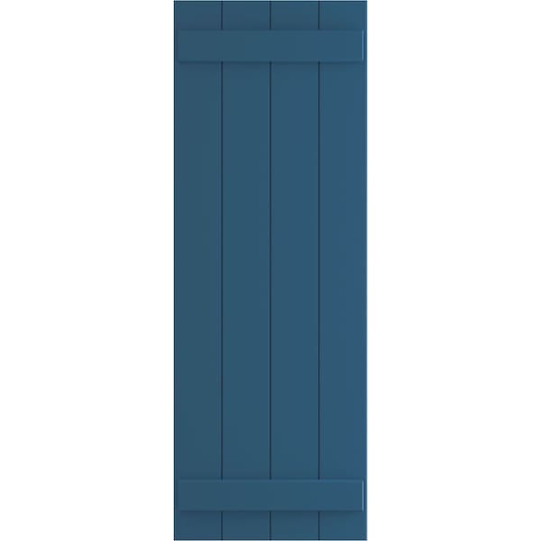 Ekena Millwork True Fit PVC Four Board Joined Board-n-Batten Shutters, Sojourn Blue, 21 1/2W x 41H, PR - TFP101BBF21X041HB