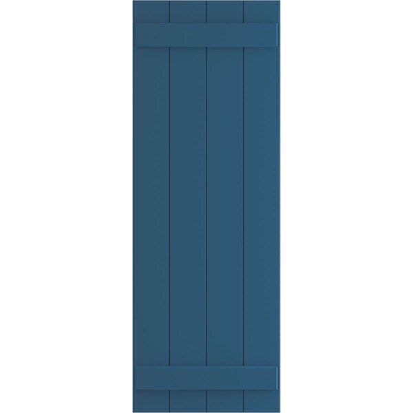 Ekena Millwork True Fit PVC Four Board Joined Board-n-Batten Shutters, Sojourn Blue, 21 1/2W x 41H, PR - TFP101BBF21X041HB