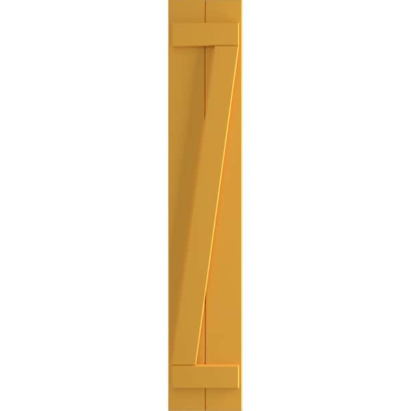 Ekena Millwork True Fit PVC, Two Board Joined Board-n-Batten Shutters w/Z-Bar, Turmeric , 10 3/4W x 38H, PR - TFP102BBF11X038TU