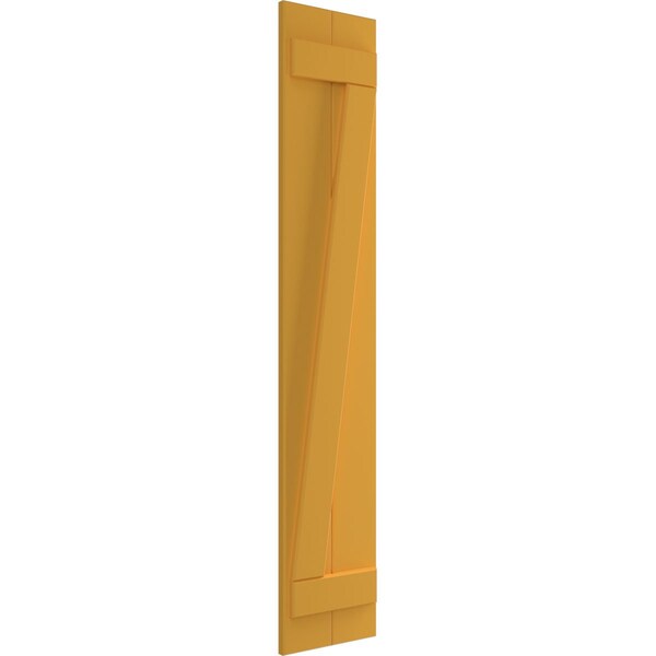 Ekena Millwork True Fit PVC, Two Board Joined Board-n-Batten Shutters w/Z-Bar, Turmeric , 10 3/4W x 38H, PR - TFP102BBF11X038TU