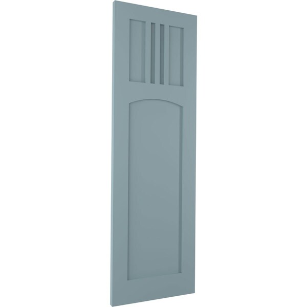 Ekena Millwork True Fit PVC San Miguel Mission Style Fixed Mount Shutters, Peaceful Blue, 12W x 73H, PR - TFP001SM12X073SB