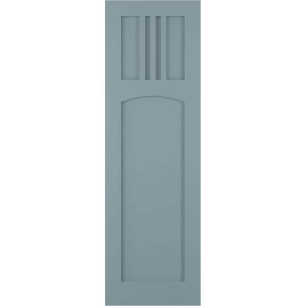 Ekena Millwork True Fit PVC San Miguel Mission Style Fixed Mount Shutters, Peaceful Blue, 12W x 73H, PR - TFP001SM12X073SB