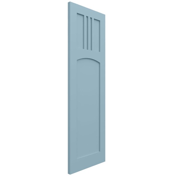 Ekena Millwork True Fit PVC San Miguel Mission Style Fixed Mount Shutters, Peaceful Blue, 12W x 73H, PR - TFP001SM12X073SB