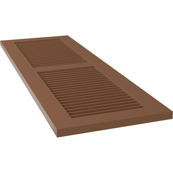 Ekena Millwork True Fit PVC, Two Equal Louver Shutters, Burnt Toffee, 18W x 71H, PR - TFP101LVF18X071BT
