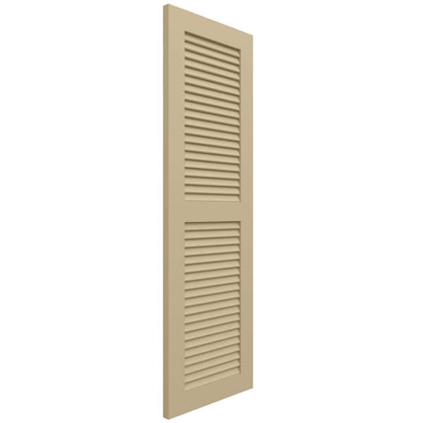 Ekena Millwork True Fit PVC, Two Equal Louver Shutters, Natural Twine, 12W x 27H, PR - TFP101LVF12X027NT