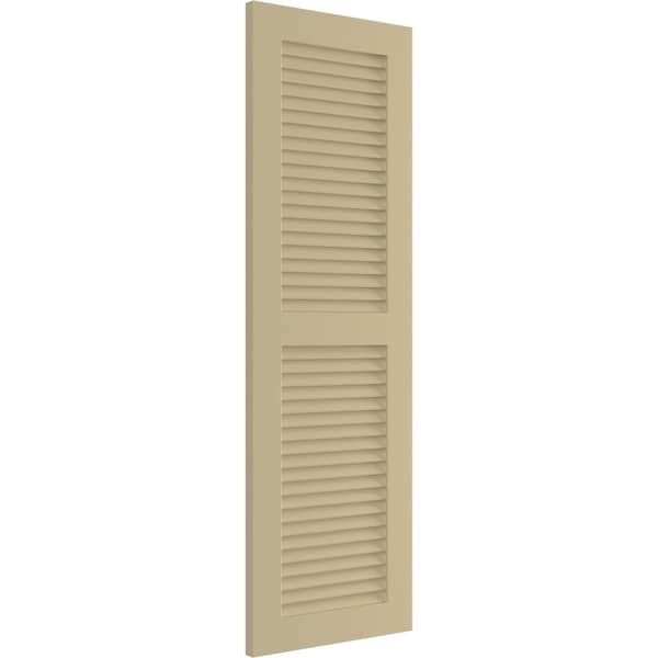 Ekena Millwork True Fit PVC, Two Equal Louver Shutters, Natural Twine, 12W x 27H, PR - TFP101LVF12X027NT