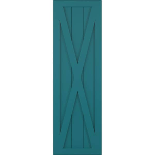 Ekena Millwork True Fit PVC Single X-Board Farmhouse Fixed Mount Shutters, Antigua, 15W x 79H, PR - TFP001FH15X079AN