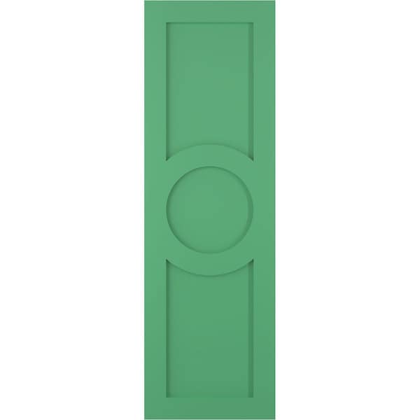 Ekena Millwork True Fit PVC Center Circle Arts & Crafts Fixed Mount Shutters, Lilly Pads, 12W x 60H, PR - TFP001AC12X060LP