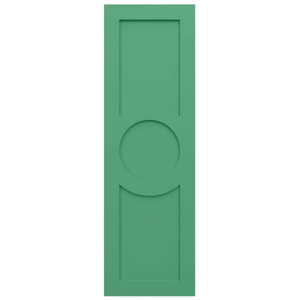 Ekena Millwork True Fit PVC Center Circle Arts & Crafts Fixed Mount Shutters, Lilly Pads, 12W x 60H, PR - TFP001AC12X060LP
