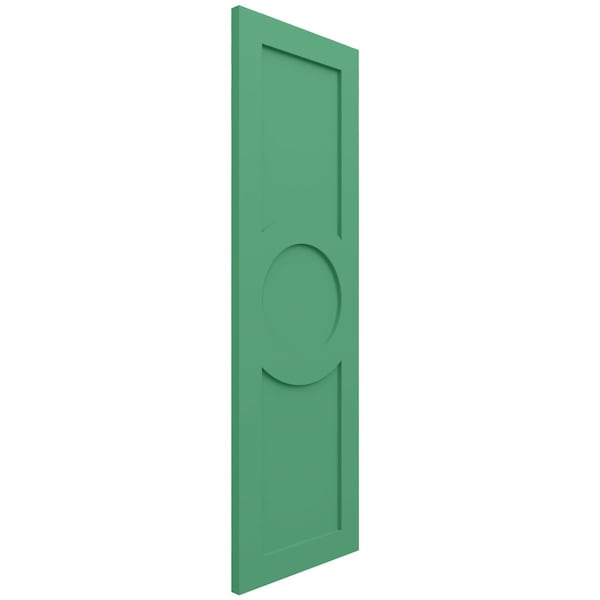 Ekena Millwork True Fit PVC Center Circle Arts & Crafts Fixed Mount Shutters, Lilly Pads, 12W x 60H, PR - TFP001AC12X060LP