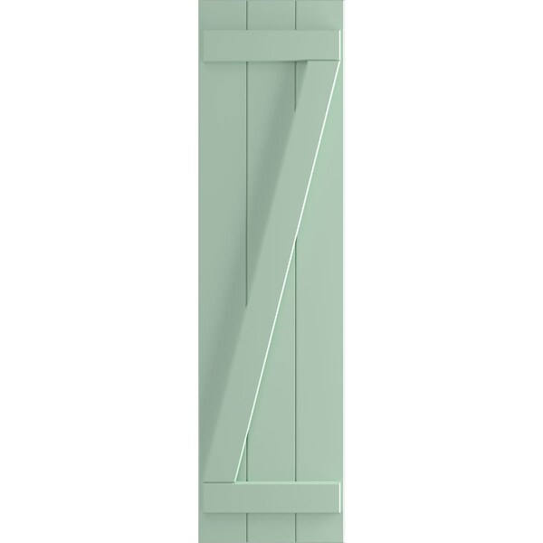 Ekena Millwork True Fit PVC, Three Board Joined Board-n-Batten Shutters w/Z-Bar, Seaglass , 16 1/8W x 55H, PR - TFP102BBF16X055SG