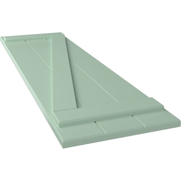 Ekena Millwork True Fit PVC, Three Board Joined Board-n-Batten Shutters w/Z-Bar, Seaglass , 16 1/8W x 55H, PR - TFP102BBF16X055SG