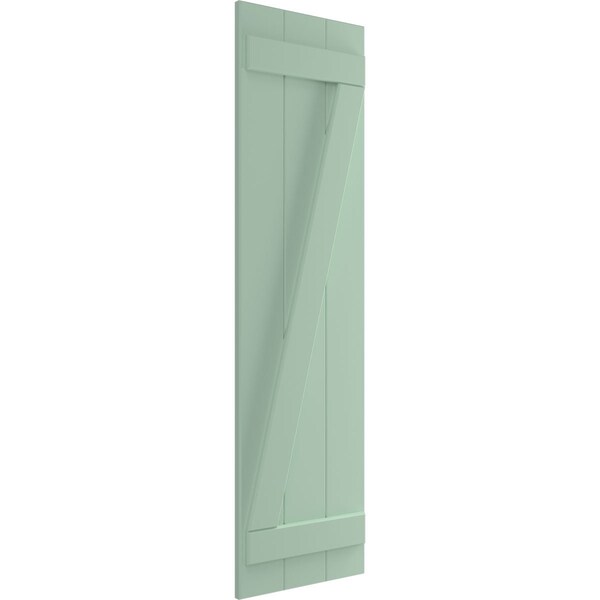 Ekena Millwork True Fit PVC, Three Board Joined Board-n-Batten Shutters w/Z-Bar, Seaglass , 16 1/8W x 55H, PR - TFP102BBF16X055SG