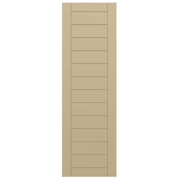Ekena Millwork True Fit PVC Horizontal Slat Framed Modern Style Fixed Mount Shutters, Natural Twine, 12W x 56H, PR - TFP001HF12X056NT