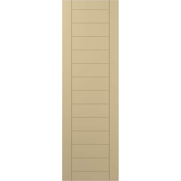 Ekena Millwork True Fit PVC Horizontal Slat Framed Modern Style Fixed Mount Shutters, Natural Twine, 12W x 56H, PR - TFP001HF12X056NT