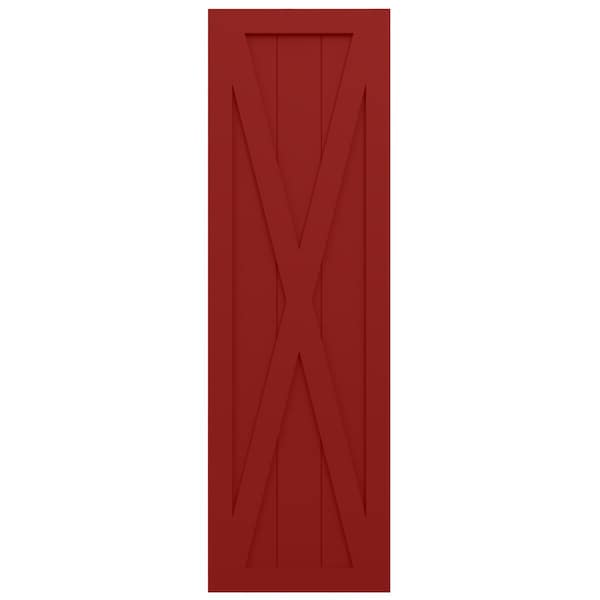 Ekena Millwork True Fit PVC Single X-Board Farmhouse Fixed Mount Shutters, Fire Red, 15W x 37H, PR - TFP001FH15X037BR