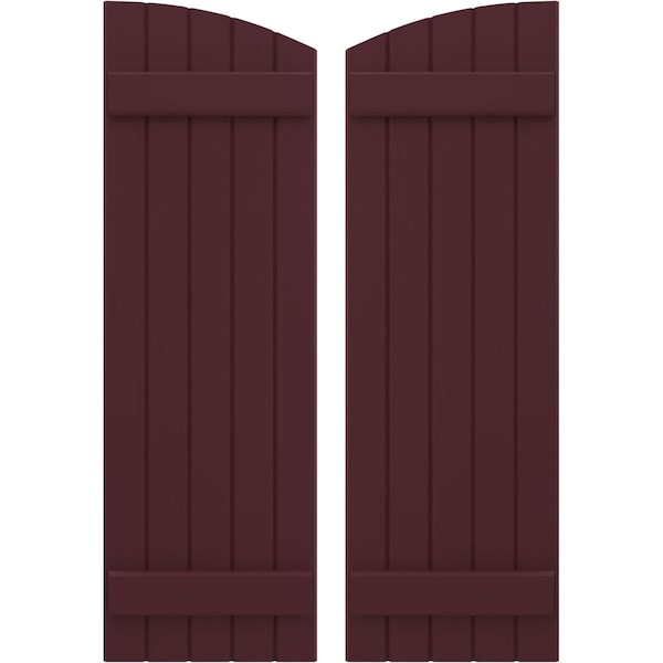 Ekena Millwork Americraft 5-Board (2 Batten) Wood Joined Board-n-Batten Shutters w/Ellipt Top, ARW101BE518X44WRH, PR - ARW101BE518X44WRH