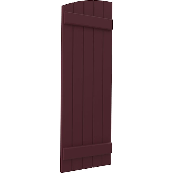 Ekena Millwork Americraft 5-Board (2 Batten) Wood Joined Board-n-Batten Shutters w/Ellipt Top, ARW101BE518X44WRH, PR - ARW101BE518X44WRH