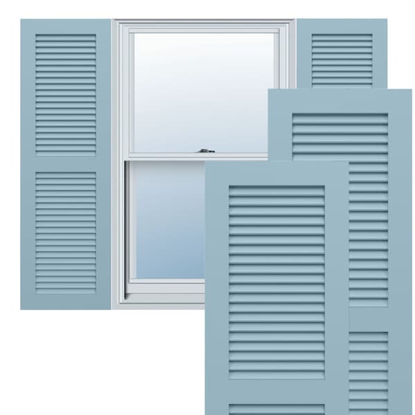 Ekena Millwork True Fit PVC Two Equal Louver Shutters, Peaceful Blue, 15W x 26H, PR - TFP101LVF15X026SB