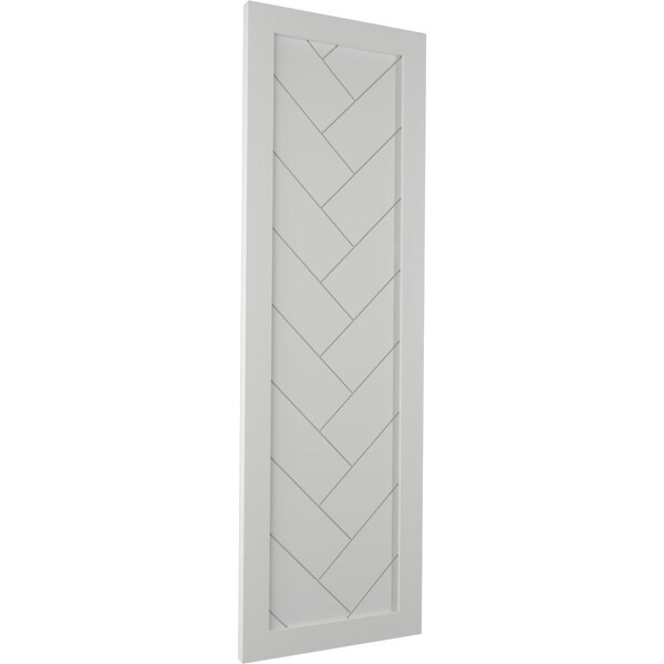 Ekena Millwork True Fit PVC Single Panel Herringbone Modern Style Fixed Mount Shutters, Hailstorm Gray, 12"W x 27"H - TFP001HB12X027ST