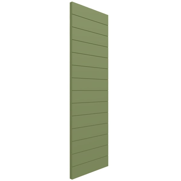 Ekena Millwork True Fit PVC Horizontal Slat Modern Style Fixed Mount Shutters, Moss Green, 18W x 52H, PR - TFP001HZ18X052MG