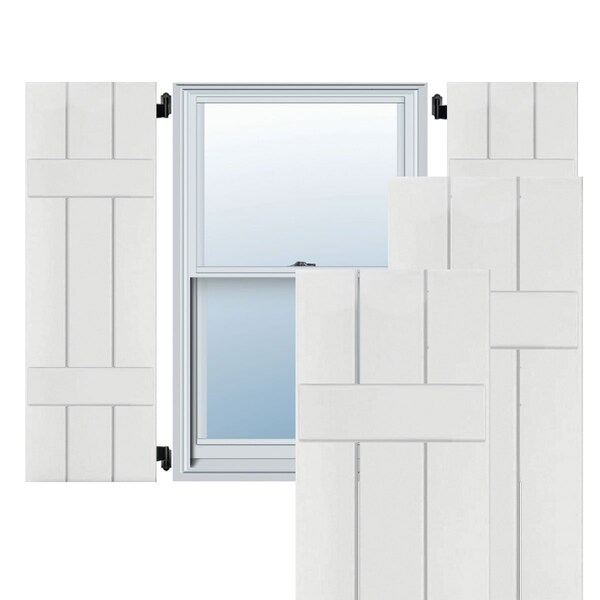Ekena Millwork Exterior 3 Board (2 Batten) Real Wood Pine Board-n-Batten Shutters, Primed PR, RWB12X051PRP - RWB12X051PRP