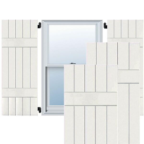 Ekena Millwork Exterior 5 Board (2 Batten) Wood Sapele Mahogany Board-n-Batten Shutters, White PR, RWB18X032WHM - RWB18X032WHM