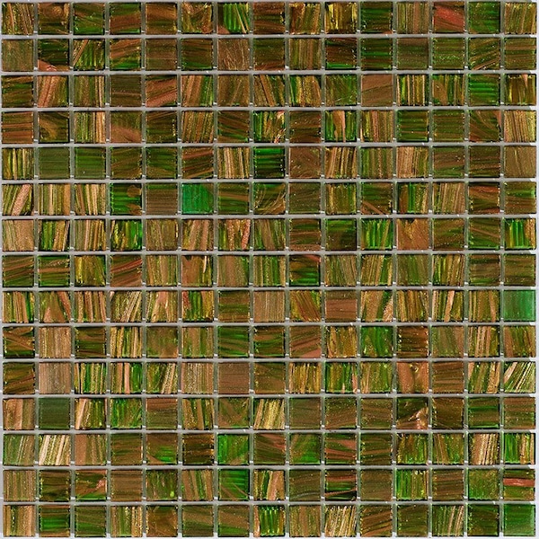 Apollo Tile Celestial 12 in. x 12 in. Glossy Green and Gold Glass Mosaic Wall and Floor Tile 20 sqft/case, 20PK - APLST88GN416A