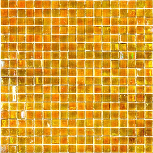 Apollo Tile Skosh 11.6 in. x 11.6 in. Glossy Gold Beige Glass Mosaic Wall and Floor Tile 18.69 sqft/case, 20PK - APLNB88BG317A