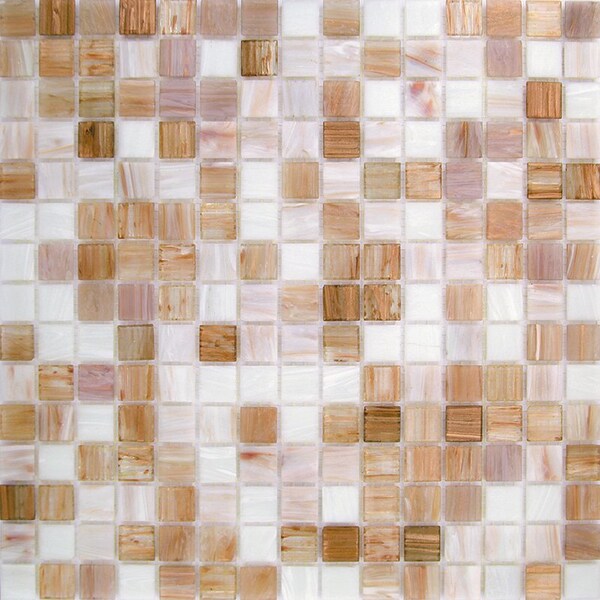 Apollo Tile Mingles 12 in. x 12 in. Glossy Beige and White Glass Mosaic Wall and Floor Tile 20 sqft/case, 20PK - MIX2088BG342A