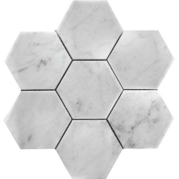 Apollo Tile White 10.2 in x 10.6 in Marble Honed Floor and Wall Mosaic Tile 3.75 sqft/case, 5PK - APLKB88G11HA