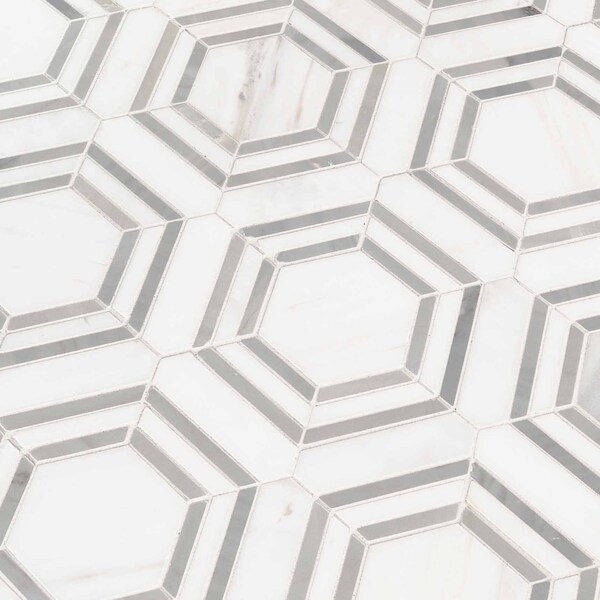 Msi Georama Grigio 13 In. X 11 In. X 10Mm Polished Marble Mesh-Mounted Mosaic Tile, 10PK - ZOR-MD-0247