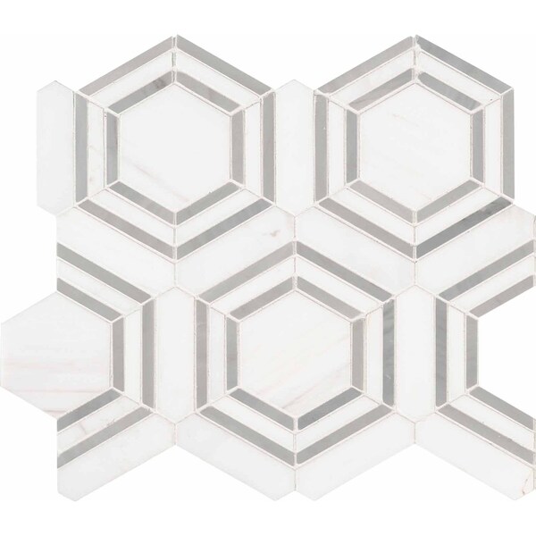 Msi Georama Grigio 13 In. X 11 In. X 10Mm Polished Marble Mesh-Mounted Mosaic Tile, 10PK - ZOR-MD-0247