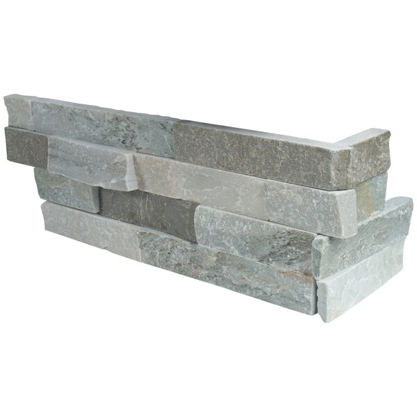 Msi Sierra Blue Splitface Mini Ledger Corner 6 in.  X 18 in.  Natural Quartzite Wall Tile, 4PK - ZOR-PNL-0130