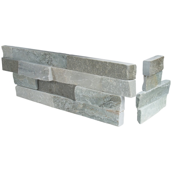 Msi Sierra Blue Splitface Mini Ledger Corner 6 in.  X 18 in.  Natural Quartzite Wall Tile, 4PK - ZOR-PNL-0130