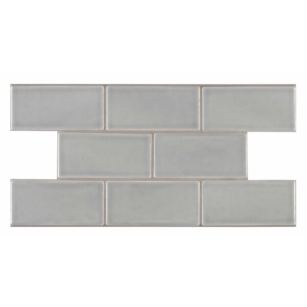 Msi Morning Fog 3 In. X 6 In. Handcrafted Glossy Ceramic Gray Subway Tile, 8PK - ZOR-MD-T-0130