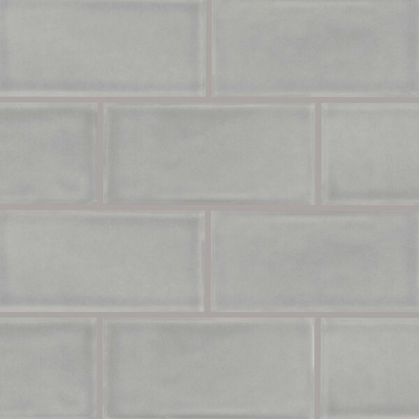 Msi Morning Fog 3 In. X 6 In. Handcrafted Glossy Ceramic Gray Subway Tile, 8PK - ZOR-MD-T-0130