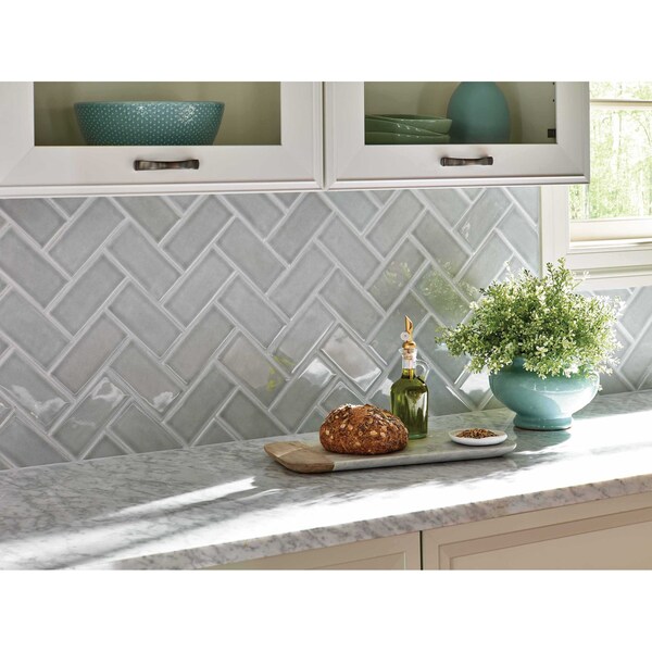 Msi Morning Fog 3 In. X 6 In. Handcrafted Glossy Ceramic Gray Subway Tile, 8PK - ZOR-MD-T-0130