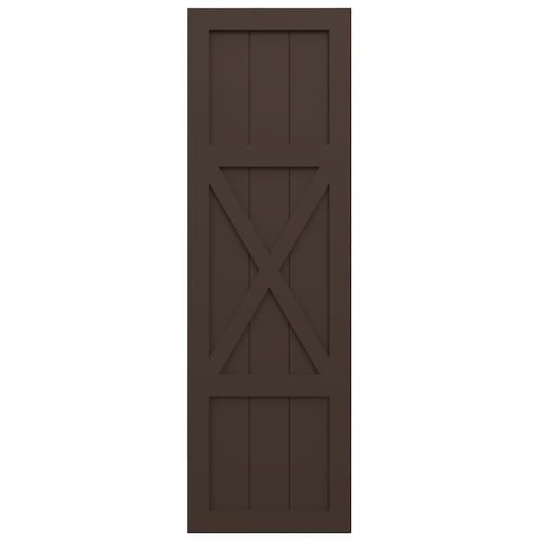 Ekena Millwork True Fit PVC Center X-Board Farmhouse Fixed Mount Shutters, Raisin Brown , 15W x 62H, PR - TFP107FH15X062TB
