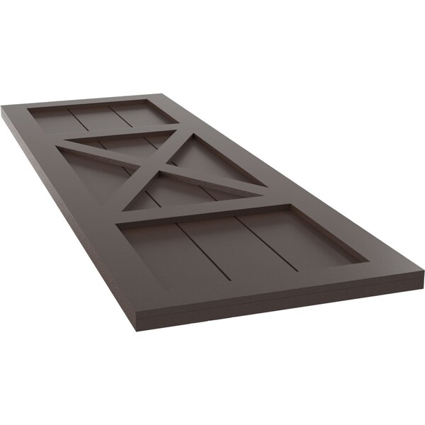 Ekena Millwork True Fit PVC Center X-Board Farmhouse Fixed Mount Shutters, Raisin Brown , 15W x 62H, PR - TFP107FH15X062TB
