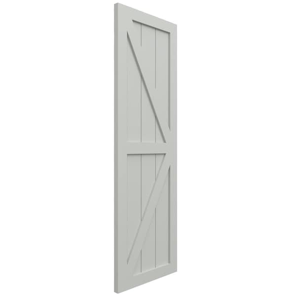Ekena Millwork True Fit PVC Two Equal Panel Farmhouse Fixed Mount Shutters w/Z-Bar, Hailstorm Gray, 12W x 78H, PR - TFP102FH12X078ST