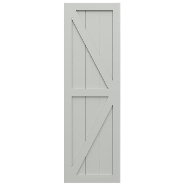 Ekena Millwork True Fit PVC Two Equal Panel Farmhouse Fixed Mount Shutters w/Z-Bar, Hailstorm Gray, 12W x 78H, PR - TFP102FH12X078ST