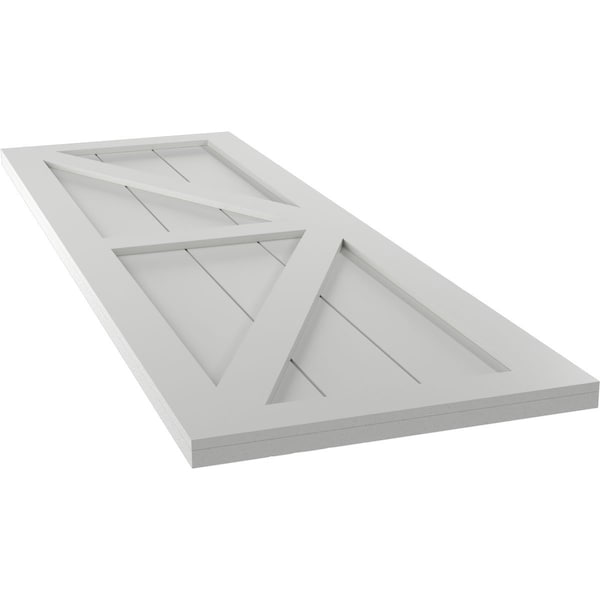 Ekena Millwork True Fit PVC Two Equal Panel Farmhouse Fixed Mount Shutters w/Z-Bar, Hailstorm Gray, 12W x 78H, PR - TFP102FH12X078ST