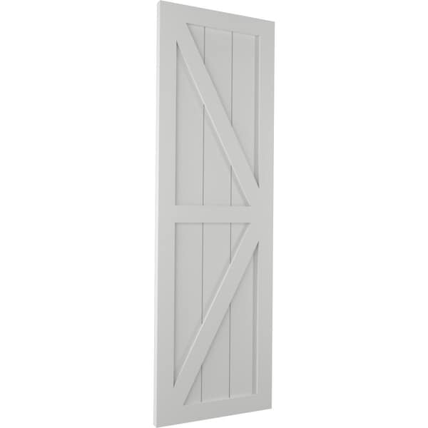 Ekena Millwork True Fit PVC Two Equal Panel Farmhouse Fixed Mount Shutters w/Z-Bar, Hailstorm Gray, 12W x 78H, PR - TFP102FH12X078ST