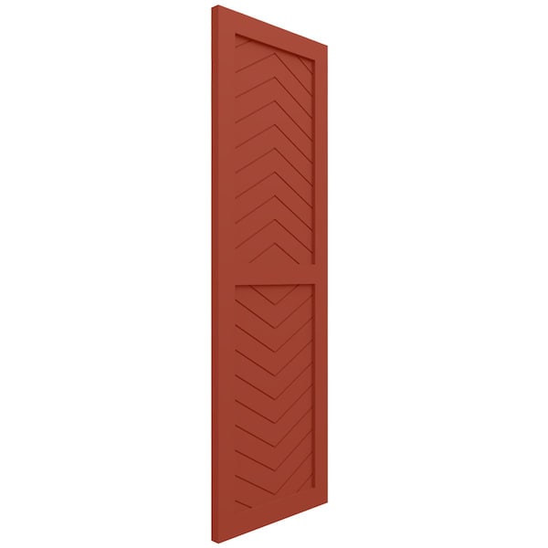 Ekena Millwork True Fit PVC Two Panel Chevron Modern Style Fixed Mount Shutters, Colorful Leaves, 12W x 29H, PR - TFP101CV12X029CL
