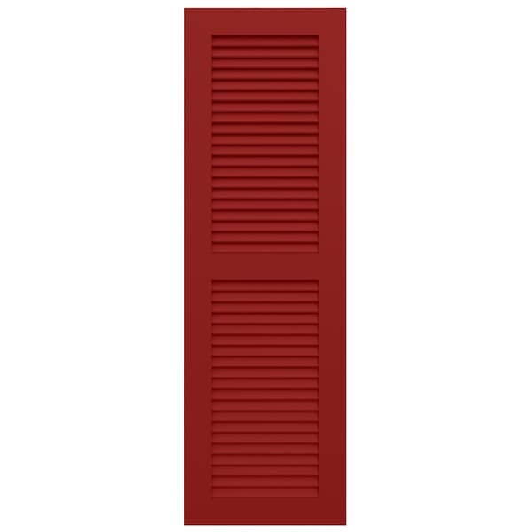 Ekena Millwork True Fit PVC Two Equal Louver Shutters, Fire Red, 15W x 62H, PR - TFP101LVF15X062BR