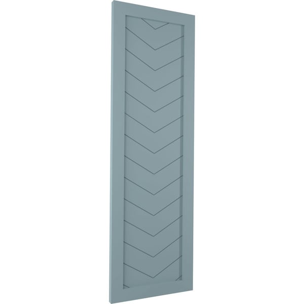 Ekena Millwork True Fit PVC Single Panel Chevron Modern Style Fixed Mount Shutters, Peaceful Blue, 12W x 52H, PR - TFP001CV12X052SB