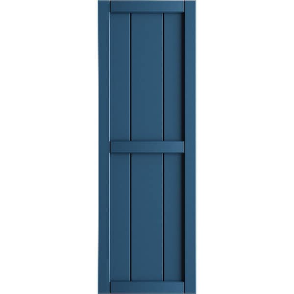 Ekena Millwork True Fit PVC, Four Board Framed Board-n-Batten Shutters, Sojourn Blue, 21 1/2W x 74H, PR - TFP101BF21X074HB