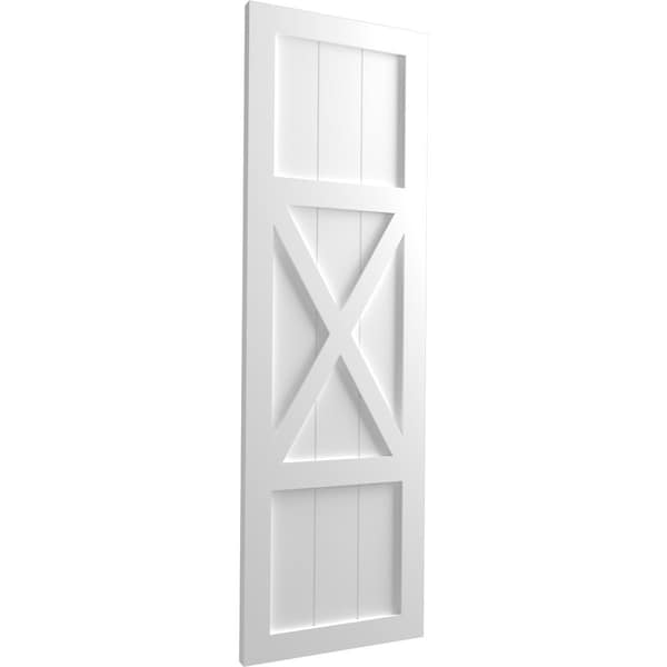 Ekena Millwork True Fit PVC Center X-Board Farmhouse Fixed Mount Shutters, White , 15W x 71H, PR - TFP107FH15X071WH