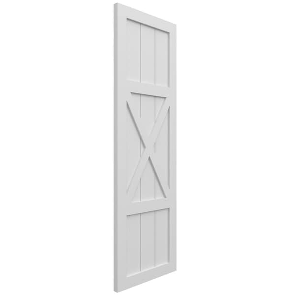 Ekena Millwork True Fit PVC Center X-Board Farmhouse Fixed Mount Shutters, White , 15W x 71H, PR - TFP107FH15X071WH